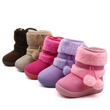 Botas de nieve cálidas para niñas pequeñas, botines con forro de piel, zapatos de princesa, Invierno 2024 - compra barato