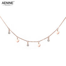 AENINE Titanium Stainless Steel Love Heart Choker Necklaces For Women Rose Gold CZ Crystal Pendant Necklace Jewelry AN18275 2024 - buy cheap