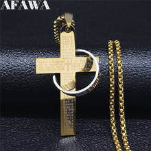 2021 Bible Cross Stainless Steel Statement Necklace Gold Color Necklaces & Pendants Women Jewelry collares mujer NXHYB112S02 2024 - buy cheap