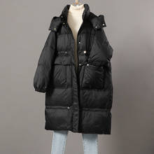 Moda para baixo jaqueta feminina 2021 outono e inverno com capuz mais tamanho para baixo jaqueta feminina preto quente overcoats feminino 2024 - compre barato