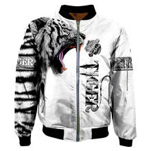 Chaqueta Bomber 3D para hombre y mujer, abrigo grueso con estampado de piel de tigre blanco, con cremallera, informal, Harajuku, 6 2024 - compra barato