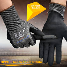 HPPE защитные стальные перчатки макси с высокой гибкостью CE ANSI A4, устойчивые к порезам, безопасные перчатки для обработки стекла мясника из микропенопласта, нитриловые рабочие перчатки 2024 - купить недорого