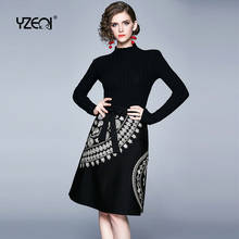 Yzeqi Female Elegant Office Dress Spring Women Embroidery Dress Pencil Robe Female Retro Vintage Vestidos Black Warm Dresses 2024 - buy cheap