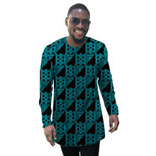 Moda africana camisa masculina feito sob encomenda ancara outfit manga longa topos o pescoço do homem dashiki noivo wear 2024 - compre barato