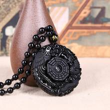 Obsidian Carved Dragon Necklace and Phoenix Necklace Obsidian lucky Pendant 2024 - buy cheap