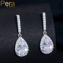 Pera CZ Cor Prata Elegante Big Drop Água Brincos Para As Mulheres Do Partido Presente Cheio Espumante Cubic Zirconia Jóias Acessórios E107 2024 - compre barato