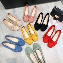 Women Flats Slip On Flat Shoes Round Toe Shallow Butterfly-knot Ballerina Slip On Loafers Faux Suede Lady Ballet 2024 - buy cheap