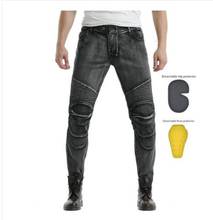 Pantalones de motociclista con personalidad para hombre, Vaqueros retro informales lavados, color gris plateado, protector de cinturón de carreras 2024 - compra barato