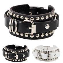 Women Men Rivet Bracelet Punk Unisex  Bracelet Cuff Wristband Fashion Bracelet PU Leather Punk Bangles Jewelry Accessories 2024 - buy cheap