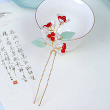 Trendy Red Crystal Hairpins Handmade Leaf Flowers Wedding Hair Jewelry Bridal Hot Sale Cheap Hair Clips Women Accessories 2024 - buy cheap