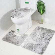 Alfombrilla de baño antideslizante con estampado de hojas, alfombra de franela para el suelo, Tapete para el inodoro, Juego de 3 unids/set 2024 - compra barato