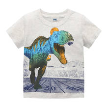 Camisetas de dinosaurios para bebés, ropa de algodón con estampado de animales, cuello redondo, de verano 2024 - compra barato