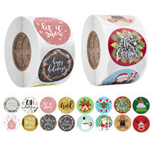 500pcs/1 roll Merry Christmas Label Stickers Decor adhesive Paper 2.5/3.5cm Tag Wrap Gift Pack Seal Happy Holidays Xmas Tree Elk 2024 - buy cheap