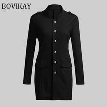 Весна 2021, Женская Повседневная модная куртка, однобортный Тонкий однотонный Блейзер, офисный женский длинный костюм 2024 - купить недорого