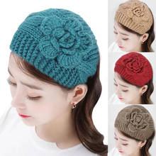 Winter Warmer Ear Knitted Wool Headband Turban For Lady Women Crochet Flower Wide Stretch Hairband Headwrap Hair Accessories 2024 - buy cheap