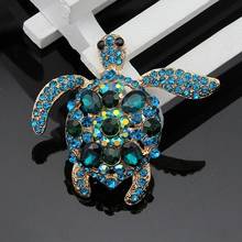 1pc Fashion Charm Rhinestone Blue Turtle Brooch Pin Crystal Brooch Pins Jewelry 2024 - buy cheap