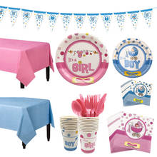 Decoração descartável para bebês, mesa de aniversário com balão, copo, guardanapo, primeiro aniversário, chá de bebê, tipos de festa 2024 - compre barato