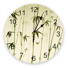 Reloj de pared redondo de bambú de estilo chino, cronógrafo colgante con aguja de cuarzo para decoración creativa del hogar y sala de estar 2024 - compra barato