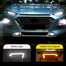 CSCSNL 2pcs Fog lamp For Hyundai Kona 2017 2018 2019 2020 Yellow Turn Signal Function Car DRL Lamp LED Daytime Running Light 2024 - buy cheap