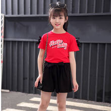 Clothing suit fashion sweet Letter printing short-sleeved T-shirt sweatshirt + five-point pants Quality Casual childrens clothes 2024 - buy cheap