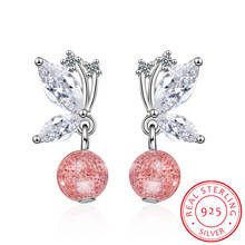 Sweet 925 silver needle Earrings For Women Nnatural Strawberry Crystal Butterfly Earrings Prevent Allergy S-E922 2024 - buy cheap