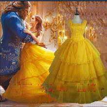 Women Luxury beauty costumes Belle princess dress Adult cosplay party costume yellow dresses 2024 - buy cheap