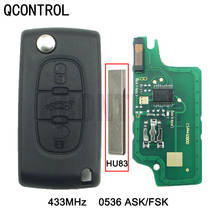QCONTROL Car Remote Key for CITROEN C2 C3 C4 C5 Berlingo Picasso Keyless Entry (CE0536 ASK/FSK, 3 Buttons HU83 Blade) 2024 - buy cheap