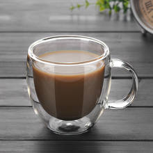 Мини-кружка для эспрессо с двойными стенками, дизайнерская кружка с защитой от ожогов, рукоятка для Nespresso, чая, латте, кофе 2024 - купить недорого