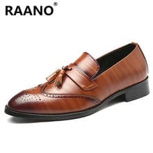 Homens borla pingente vestido de casamento sapatos feitos à mão estilo brogue sapatos de festa masculino flat oxfords couro genuíno formal sapatos de negócios 2024 - compre barato