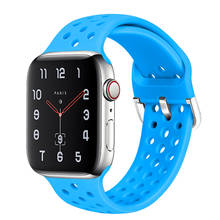 Ремешок силиконовый для Apple Watch band 44 мм 40 мм 42 мм 38 мм, Воздухопроницаемый спортивный браслет для наручных часов iWatch series 5 4 3 se 6 2024 - купить недорого