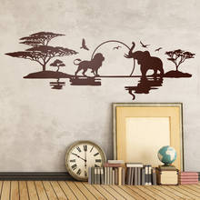Adesivo de parede para quarto infantil, visão grande, leão, elefante, floresta, animal, decoração em vinil 2024 - compre barato