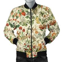 Men's Warm Bomber Jacket Insects and flowers 3D Printed Thick winter Long Sleeve pocket outwear Unisex Retro Casual Zip Jacket 2024 - buy cheap