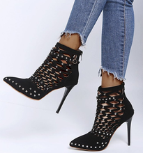 2020 Gladiator Sandals Summer Spring Pointed Toe Rivets Studded Cut Out Caged Ankle Boots Stiletto Heel Women Shoes 2024 - buy cheap