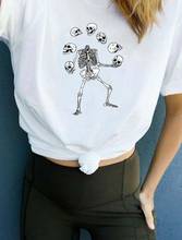 Kuukayu hjn camiseta de esqueleto arte, camiseta feminina estética fofa hipsters camiseta engraçada 2024 - compre barato