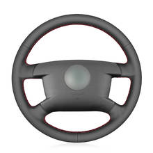 Hand-stitched Black Genuine Leather Car Steering Wheel Cover for Volkswagen VW Caddy 2003-2006 Caravelle 2003-2009 T5 2008 2024 - buy cheap