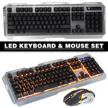 Alta qualidade led backlight ergonômico gaming keyboard & mouse conjuntos usb wired teclado mecânico ratos combos 2024 - compre barato