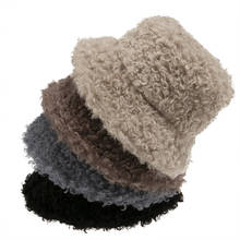 Chapéu balde feminino para inverno, chapéu de pescador macio e quente de lã lisa da moda coreana, chapéu panamá 2024 - compre barato
