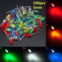 Alta qualidade 50 peças 5mm cor de topo redonda difusor de luz led diodo lâmpada emissora kit sortido vermelho/verde/azul/amarelo/branco