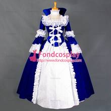 Fondcosplay vitoriano rococó medieval vestido de bola outfit gothic punk azul veludo jaqueta saia cosplay traje sob medida [g729] 2024 - compre barato