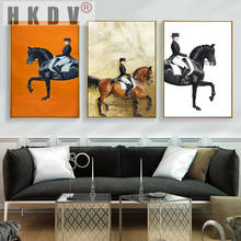 HKDV Modern Minimalist Woman Riding Horse Equestrian Porch Canvas Painting Poster Print Wall Art Picture  Living Room Home Decor 2024 - buy cheap