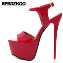 Sapatos de salto alto femininos fetichistas, saltos altos de 17cm para estilingue com regulagem dos dedos, preto e vermelho 2024 - compre barato