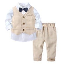 Spring Autumn Children Boys Clothing Set 3pcs Classic lattice Vest+ white Shirt+pants Toddler Baby Kids Clothes Suits 1-4T 3 pcs 2024 - buy cheap