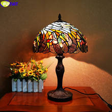 FUMAT Tiffany Style Desk Light Cyclone Prairie Butterfly Stained Glass Table Lamp Classical Nordic Lighting Decorative Art Lamps 2024 - buy cheap