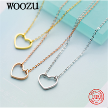 WOOZU Genuine 925 Sterling Silver Romantic Love Heart Pendant Necklace For Women Wedding Engagement Korean Sweet Jewelry Gifts 2024 - buy cheap