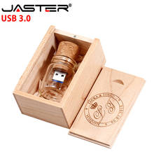 JASTER USB 3.0 LOGO customer Glass drift bottle Cork USB + wooden box pendrive 4GB 8GB 16GB 32GB 64GB wedding 2024 - buy cheap