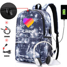 Russia Likee App "LIKEE 1 (Like Video)" Men Anti-theft Backpack USB Charging Bags Heart Cat School Bags for Teenage Girls 2024 - buy cheap