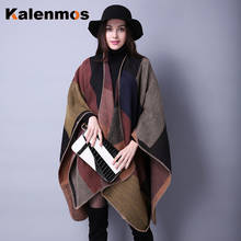 Blanket Scarf Fall Winter Thick Wrap Poncho Women Plaid Travel Shawl Imitation Cashmere Capes National Wind Fork Thicker Cloak 2024 - buy cheap