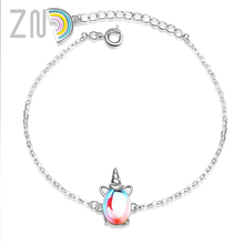 ZN-pulsera de unicornio con arcoíris para niña y mujer, brazalete de animales, joyería romántica de moda, regalo para niños e hija 2024 - compra barato