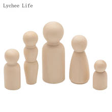 Lychee Life 5Pcs/lot Unfinished Wooden Peg Dolls Toy People Manual Painting Family Painting Dolls Handmade Wood Crafts 2024 - buy cheap