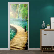 Estilo rural ponte de madeira no lago diy porta adesivo decoração para casa varanda cozinha arte mural casca & vara vinly adesivos de parede 2024 - compre barato